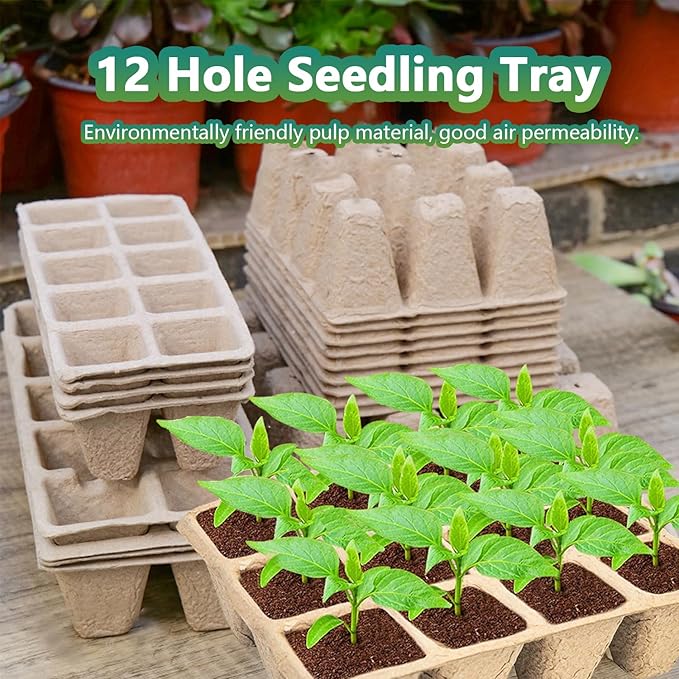 🔥 Limited time🎉120 Cells Seed Starter Tray, 10 Pack Biodegradable Peat Pots with 100 Labels, Plant Starter Kit for Seedlings