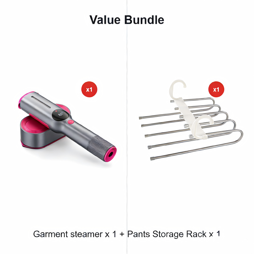 Garment steamer for clothes, hand steamer & iron 2 in 1, 15-second rapid heating, large control panel, 100-240 V wide voltage, suitable for worldwide travel, Christmas gifts