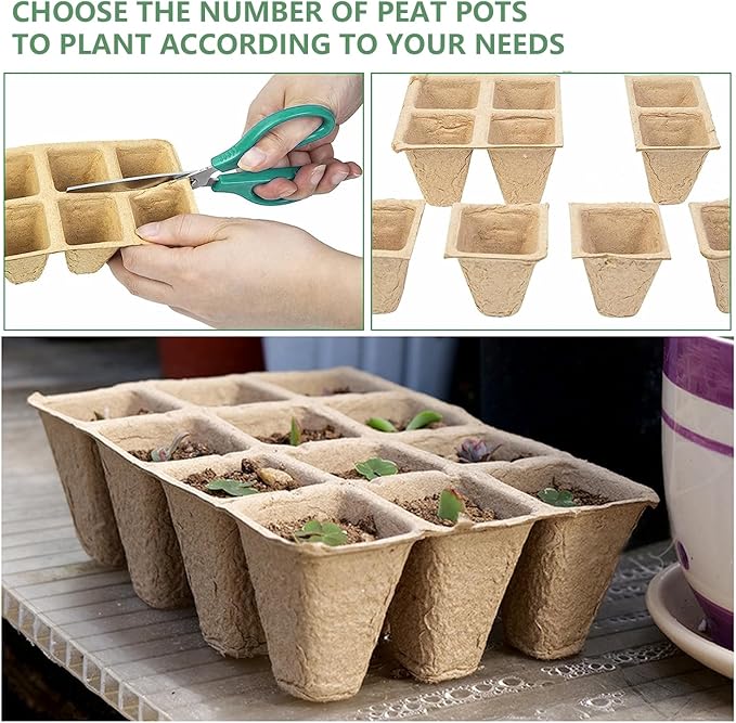 🔥 Limited time🎉120 Cells Seed Starter Tray, 10 Pack Biodegradable Peat Pots with 100 Labels, Plant Starter Kit for Seedlings
