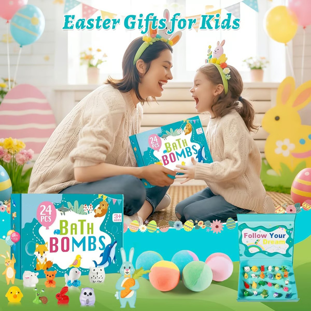 ⏰LAST DAY 50% OFF ✨ Natural Bath Bombs for Kids with Mega Bubbles & Surprise Inside 🥚🛁 One Bomb Fills the Whole Tub 🎁