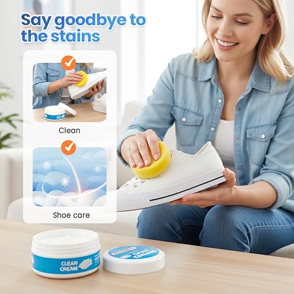 👟White Shoe Cleaner Cream | Multipurpose No-Wash Solid Comes with Sponge