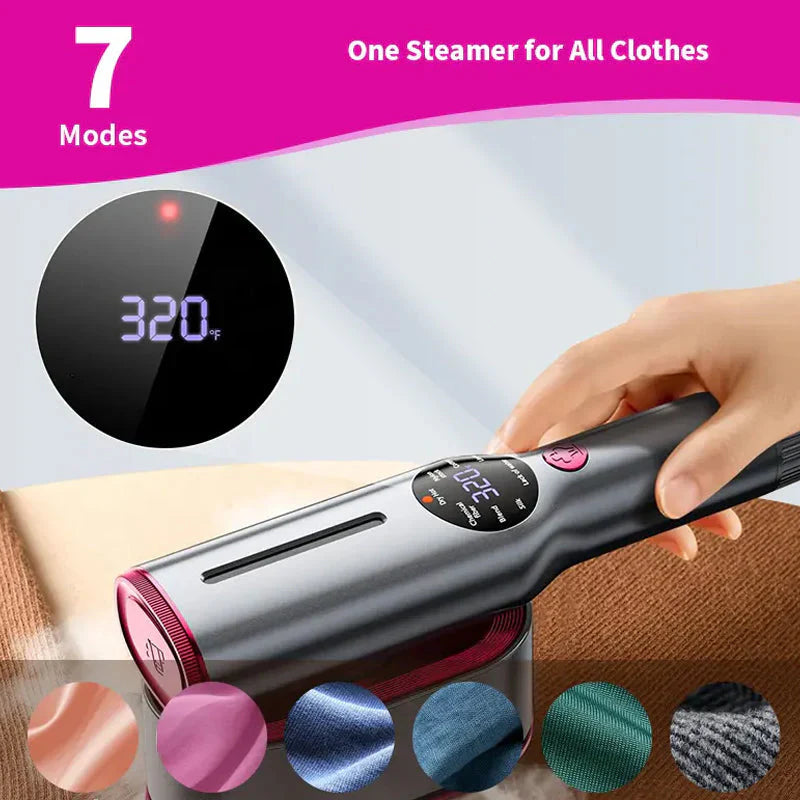 Garment steamer for clothes, hand steamer & iron 2 in 1, 15-second rapid heating, large control panel, 100-240 V wide voltage, suitable for worldwide travel, Christmas gifts